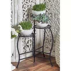 Kirklands Home Metal Floral 3-Tier Plant Stand Black Hot
