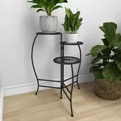 Kirklands Home Metal Floral 3-Tier Plant Stand Black Hot