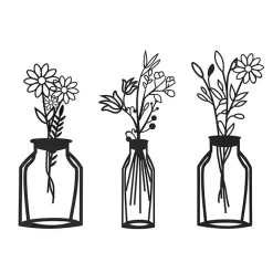 Kirklands Home Metal Floral Vase Wall Plaques, Set of 3 Black Sale