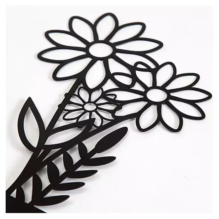 Kirklands Home Metal Floral Vase Wall Plaques, Set of 3 Black Sale