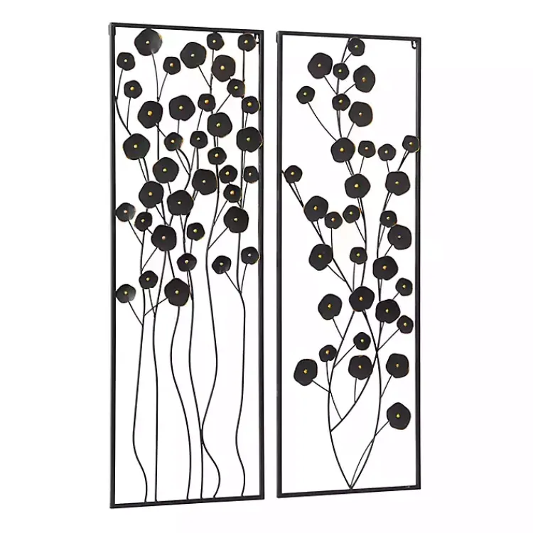 Kirklands Home Metal Floral Wall Plaques, Set of 2 Black Hot
