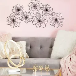 Kirklands Home Metal Floral Wire Wall Plaque Black Clearance