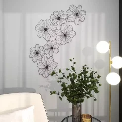 Kirklands Home Metal Floral Wire Wall Plaque Black Clearance