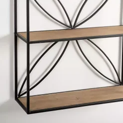 Kirklands Home Black Metal Flower Frame 3-Tier Wall Shelf Hot