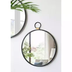 Kirklands Home Black Metal Frame Round Loop Wall Mirror Hot