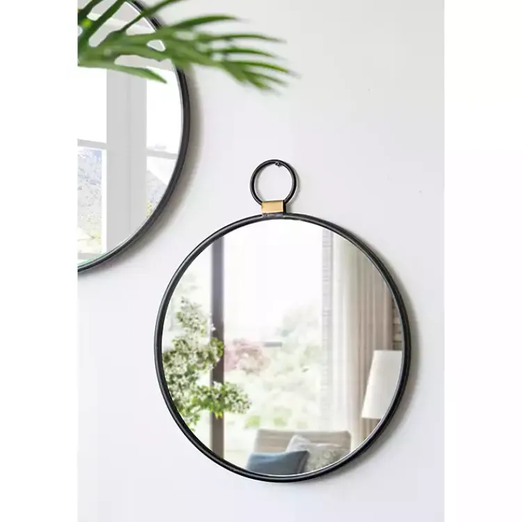 Kirklands Home Black Metal Frame Round Loop Wall Mirror Hot