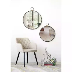 Kirklands Home Black Metal Frame Round Loop Wall Mirror Hot