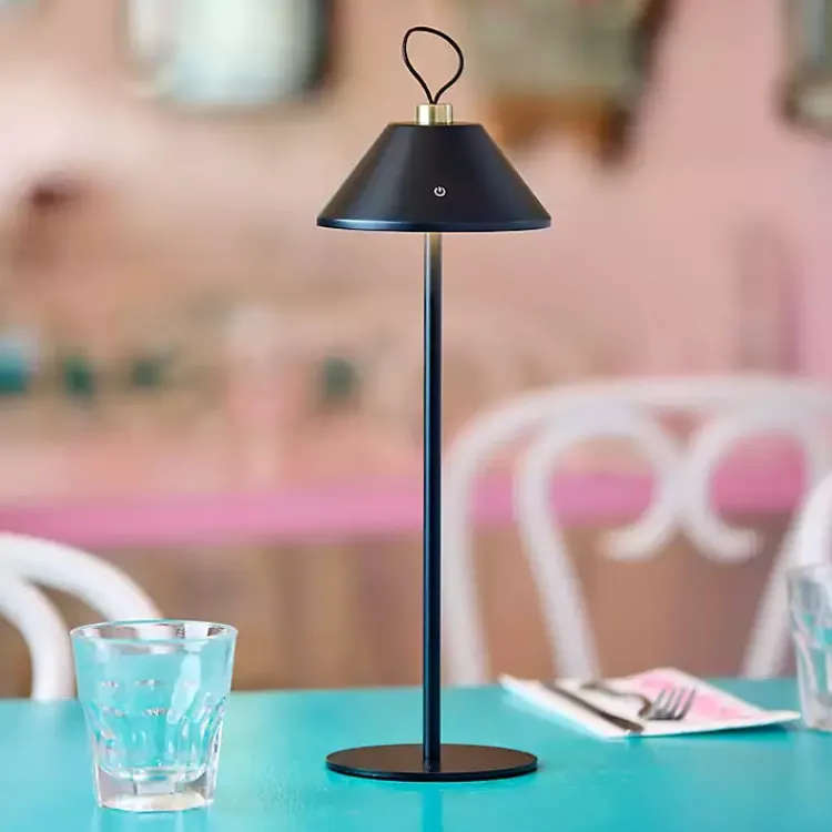 Kirklands Home Metal Frosted Light Cordless Table Lamp Black Outlet