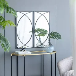 Kirklands Home Black Metal Geometric Wall Mirrors, Set of 3 Outlet