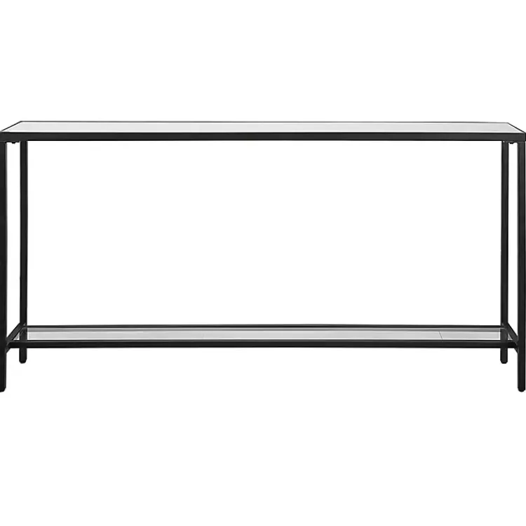 Kirklands Home Metal Glass Top Console Table Black New