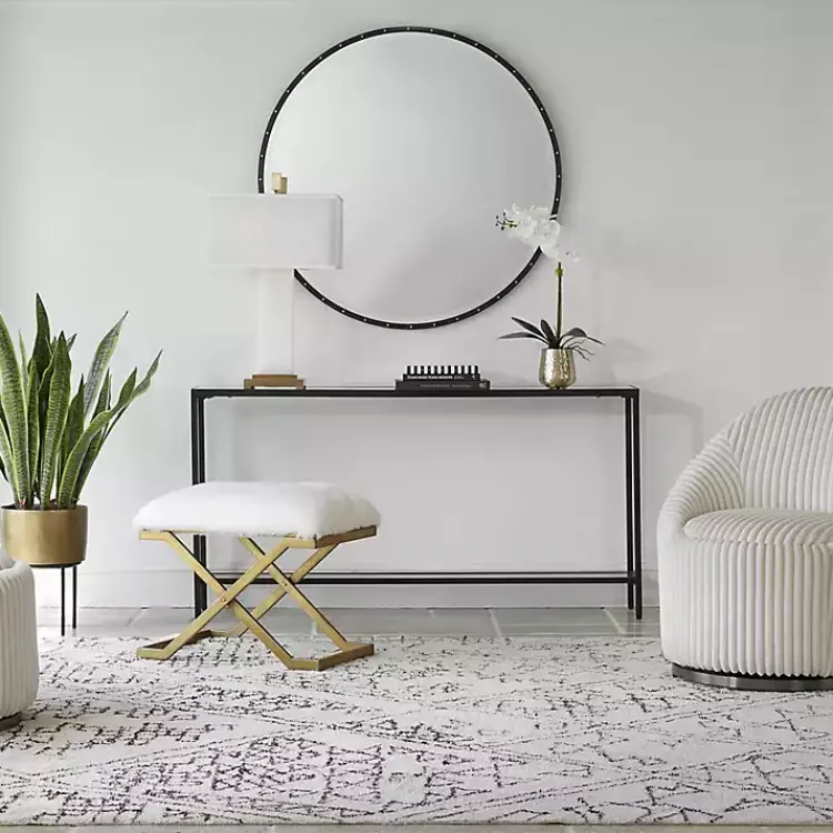 Kirklands Home Metal Glass Top Console Table Black New