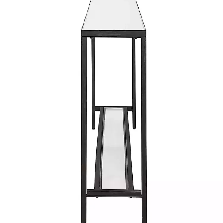 Kirklands Home Metal Glass Top Console Table Black New