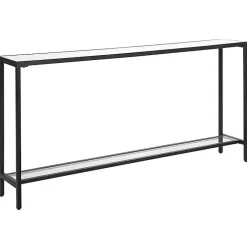Kirklands Home Metal Glass Top Console Table Black New