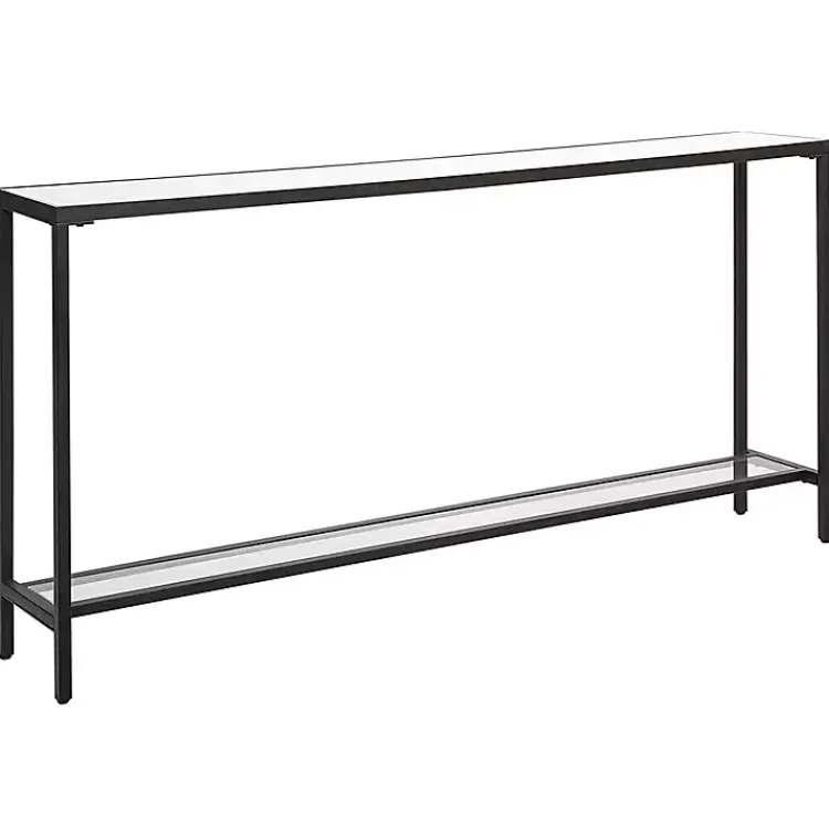 Kirklands Home Metal Glass Top Console Table Black New