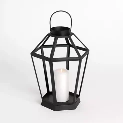 Lanterns>Kirklands Home Metal Hexagon Lantern, 15 in. Black