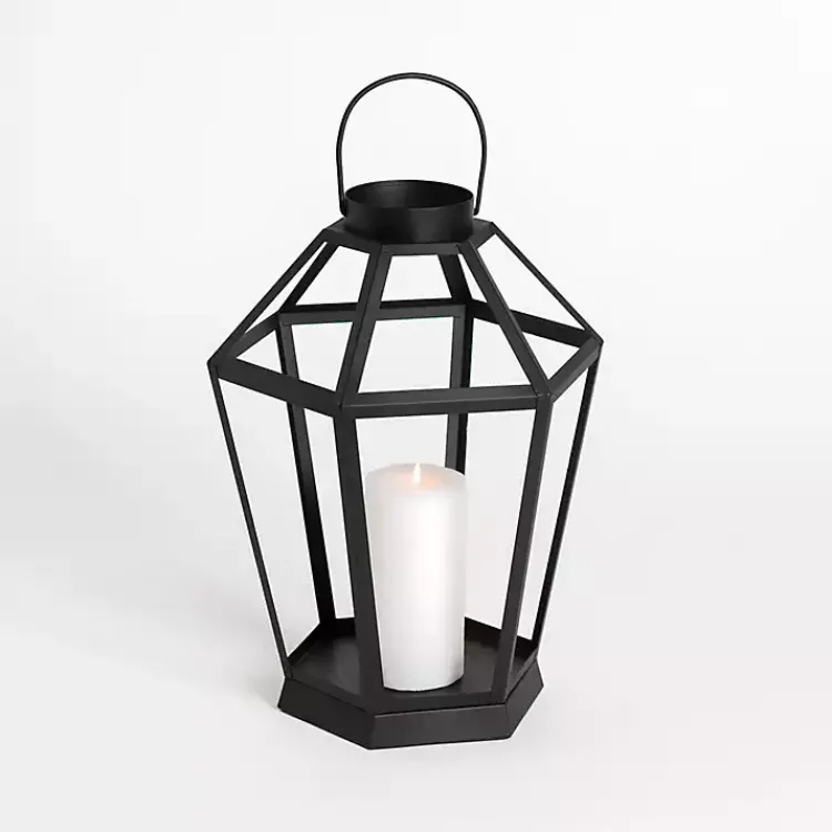 Lanterns>Kirklands Home Metal Hexagon Lantern, 15 in. Black