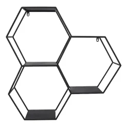 Kirklands Home Black Metal Hexagon Wall Shelf New