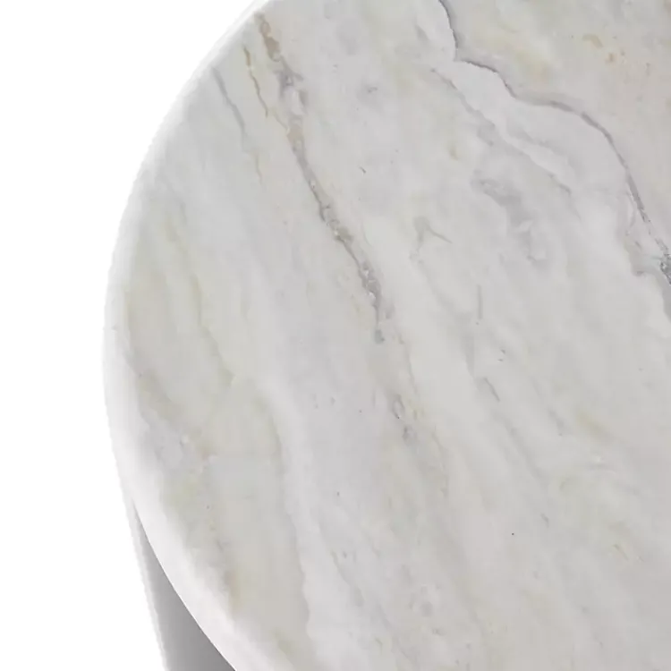 Kirklands Home Black Metal Marble Nesting Accent Tables, Set of 2 White Outlet