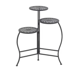 Kirklands Home Metal Medallion 3-Tier Folding Plant Stand Black Hot