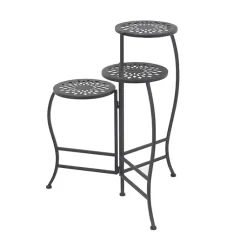 Kirklands Home Metal Medallion 3-Tier Folding Plant Stand Black Hot