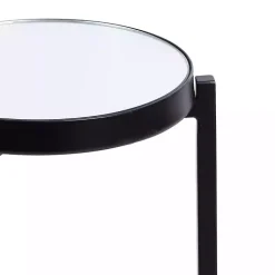 Kirklands Home Metal Mirrored Tabletop Aguilar Drink Table Black Discount