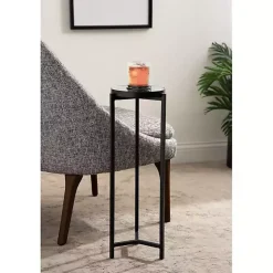 Kirklands Home Metal Mirrored Tabletop Aguilar Drink Table Black Discount