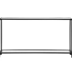Kirklands Home Black Metal Mirrored Top Console Table Best