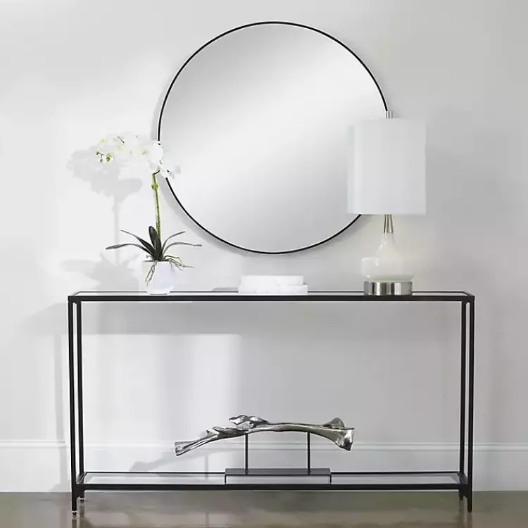 Kirklands Home Black Metal Mirrored Top Console Table Best