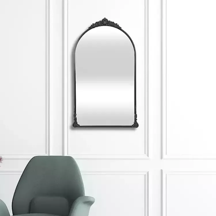 Kirklands Home Metal Modern Victorian Wall Mirror Black