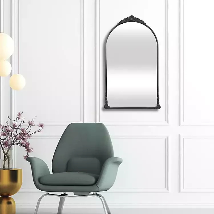Kirklands Home Metal Modern Victorian Wall Mirror Black