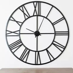 Kirklands Home Black Metal Open Face Aiden Wall Clock Outlet