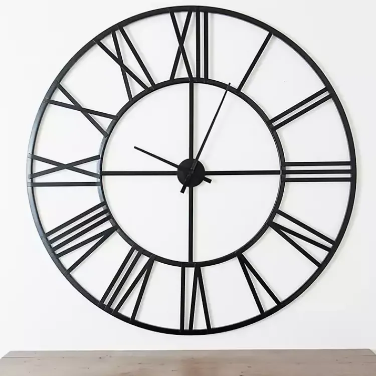Kirklands Home Black Metal Open Face Aiden Wall Clock Outlet