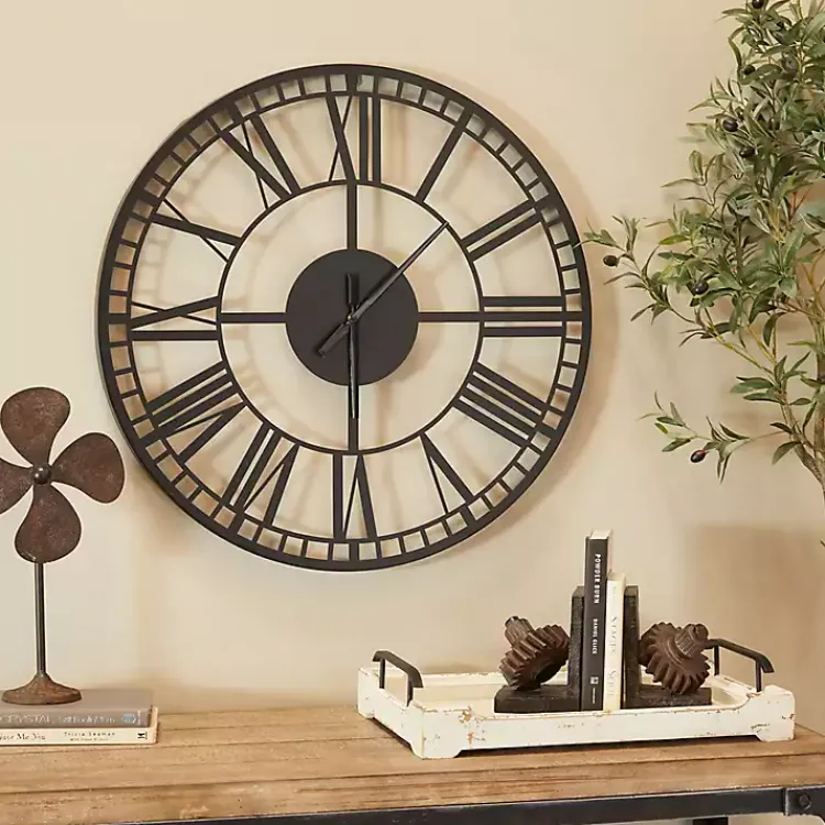 Kirklands Home Black Metal Open Frame Wall Clock Hot