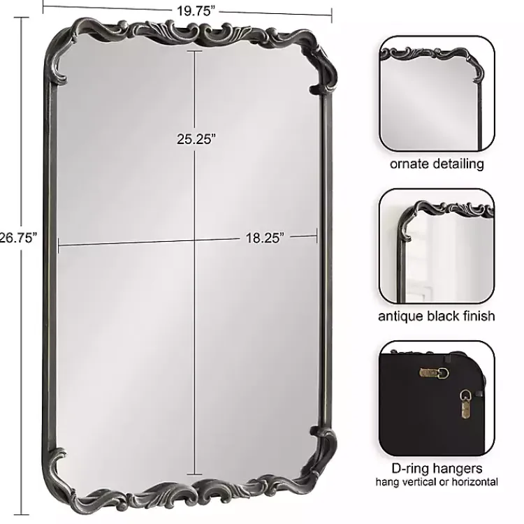 Kirklands Home Black Metal Ornamental Wall Mirror Hot