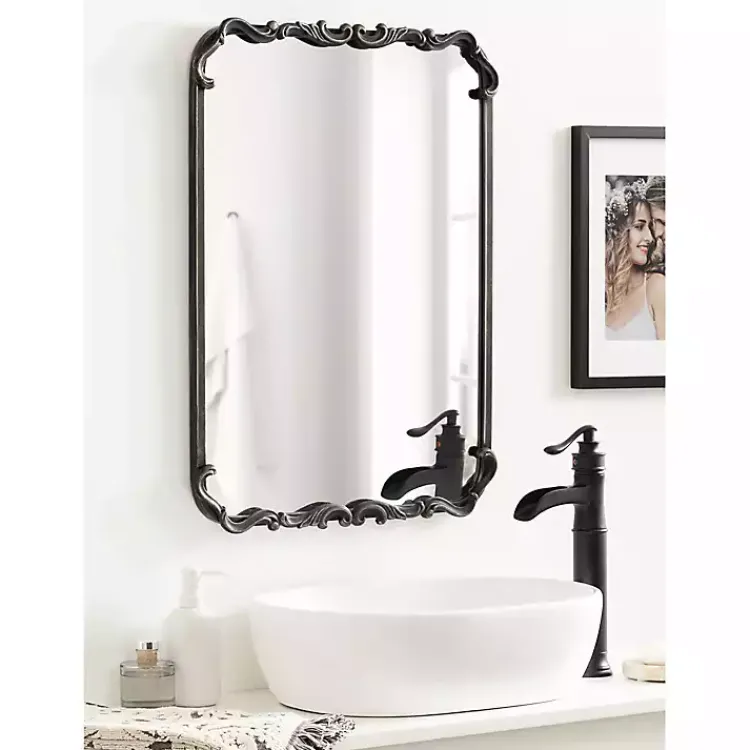 Kirklands Home Black Metal Ornamental Wall Mirror Hot