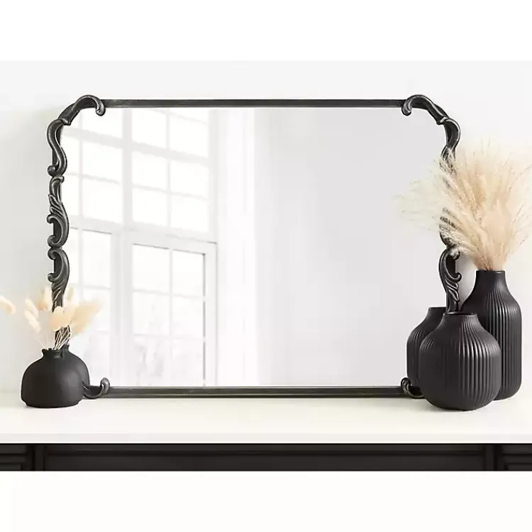 Kirklands Home Black Metal Ornamental Wall Mirror Hot