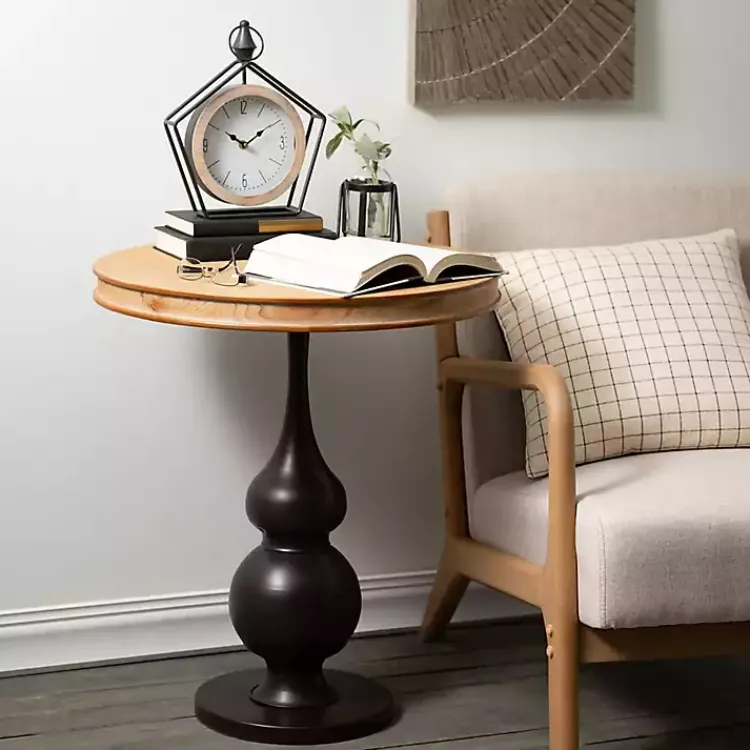 Decorative Accents>Kirklands Home Black Metal Pentagon Frame Tabletop Clock