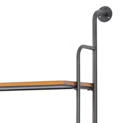 Kirklands Home Black Metal Pipe Frame Brown Wood Wall Shelf