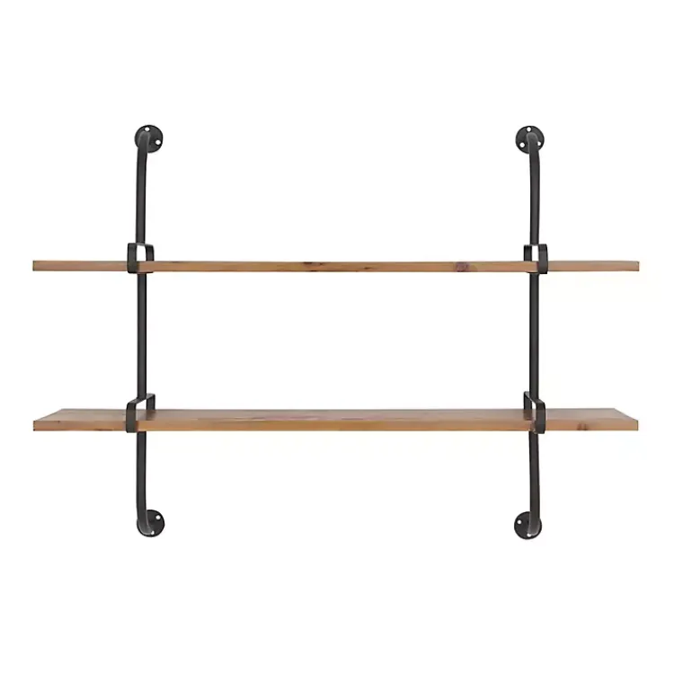 Kirklands Home Black Metal Pipe Two-Tier Wall Mounted Shelf Online