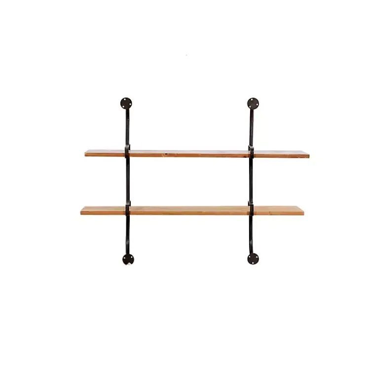 Kirklands Home Black Metal Pipe Two-Tier Wall Mounted Shelf Online
