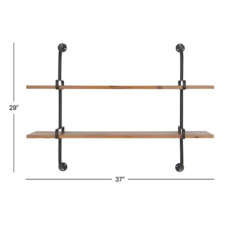 Kirklands Home Black Metal Pipe Two-Tier Wall Mounted Shelf Online