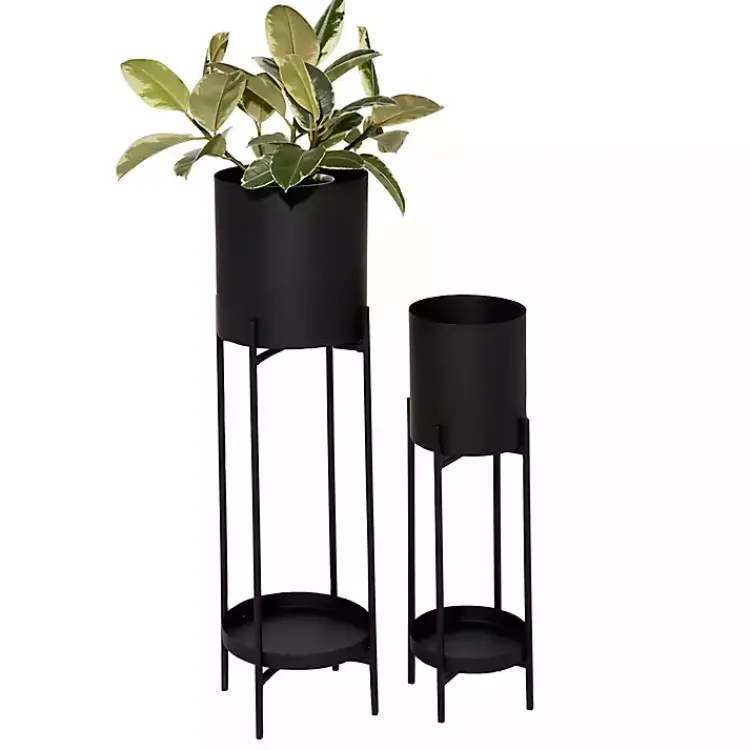 Kirklands Home Metal Plant Stands with Shelves, Set of 2 Black Sale