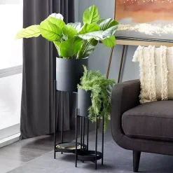 Kirklands Home Metal Plant Stands with Shelves, Set of 2 Black Sale