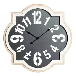 Kirklands Home Black Metal Quatrefoil Farmhouse Wall Clock Clearance