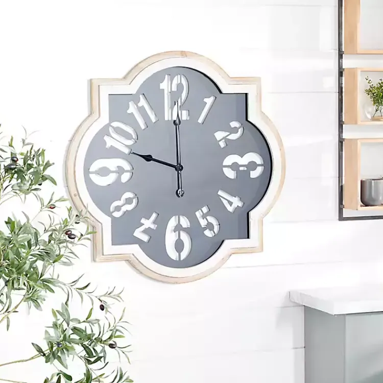 Kirklands Home Black Metal Quatrefoil Farmhouse Wall Clock Clearance