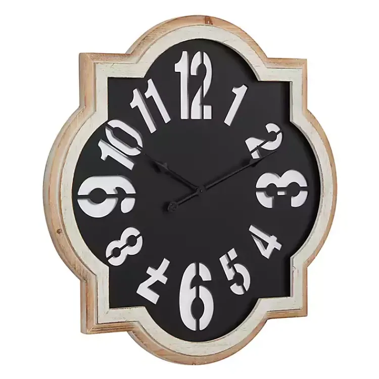 Kirklands Home Black Metal Quatrefoil Farmhouse Wall Clock Clearance