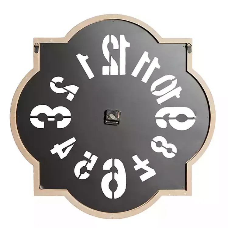 Kirklands Home Black Metal Quatrefoil Farmhouse Wall Clock Clearance