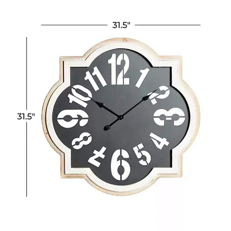 Kirklands Home Black Metal Quatrefoil Farmhouse Wall Clock Clearance