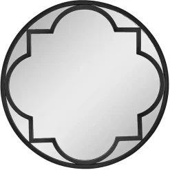 Kirklands Home Metal Quatrefoil Round Frame Wall Mirror Black