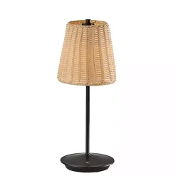 Kirklands Home Metal Rattan Shade Cordless Table Lamp Black Sale